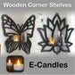 BUTTERFLY & LOTUS CORNER SHELF WITH ELECTRIC CANDLES