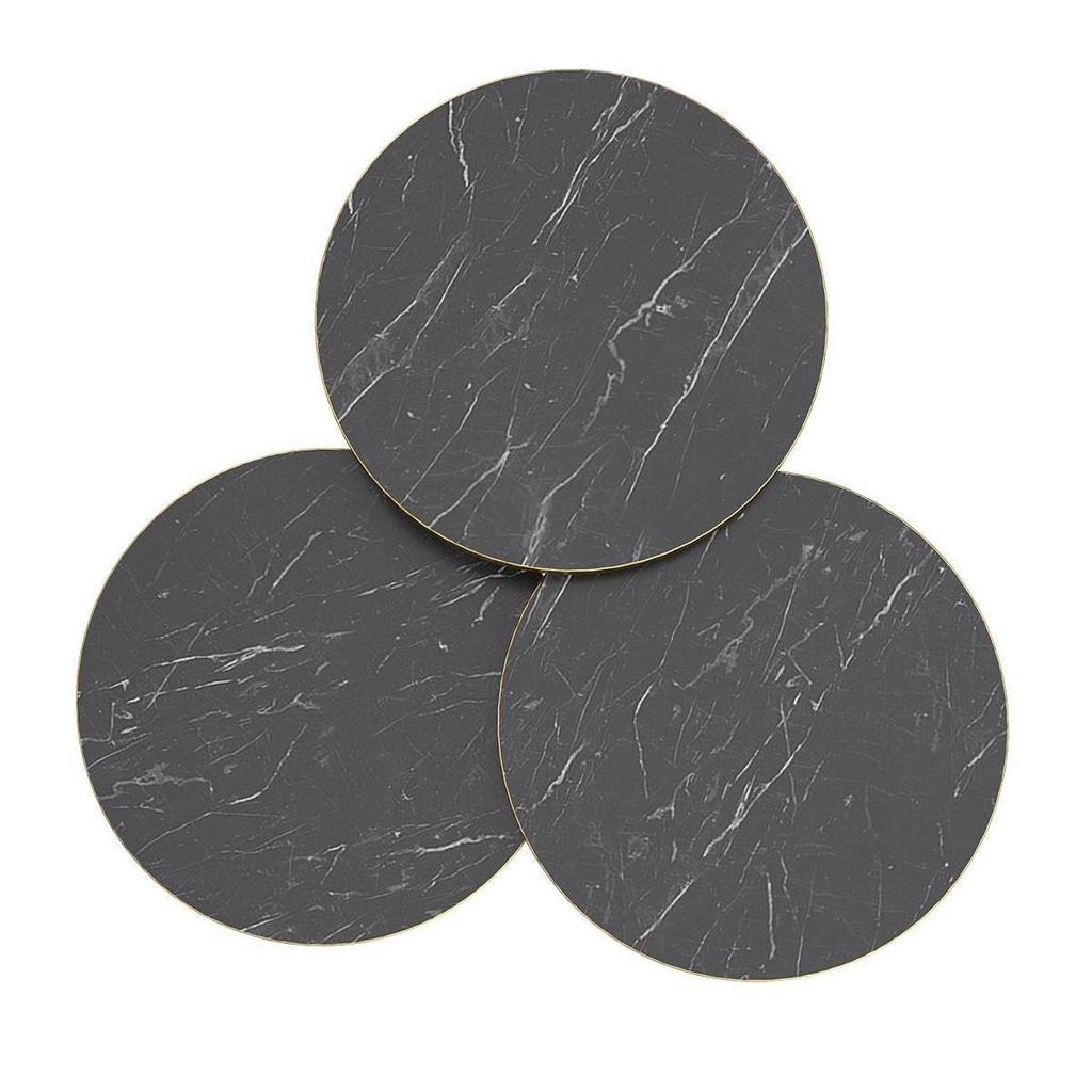 4 PC - ROUND TABLES SET  - BLACK  MARBLE TOP