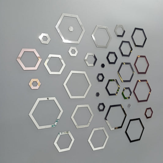 Acrylic Hexagon Ring Mirror Wall Decor