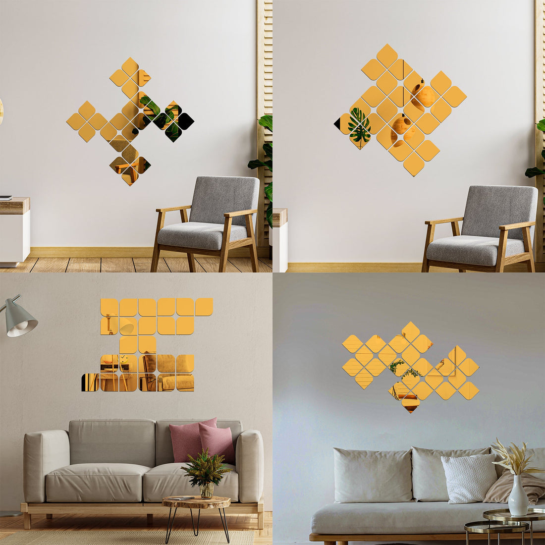 Acrylic Quadrilateral Mirror Wall Decor