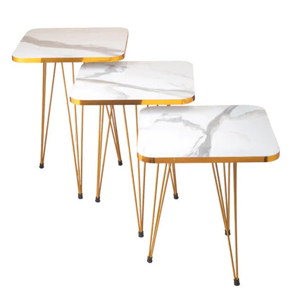 SQUARE TABLES (3 PC SET) WHITE MARBLE TOP