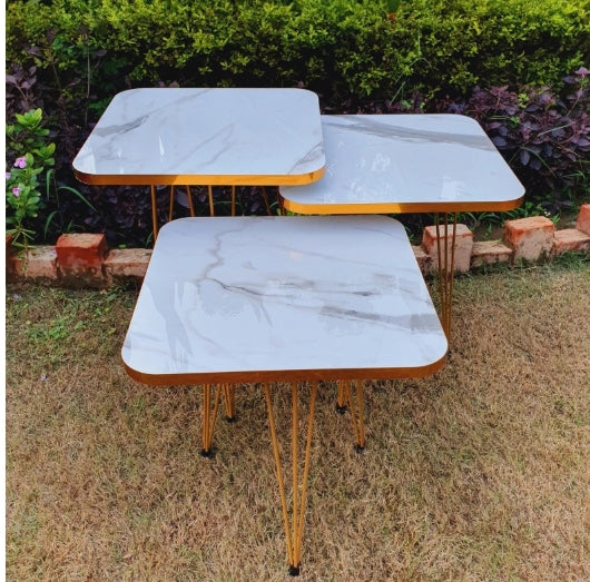 SQUARE TABLES - WHITE MARBLE TOP (3 FREE FLOWER VASES)