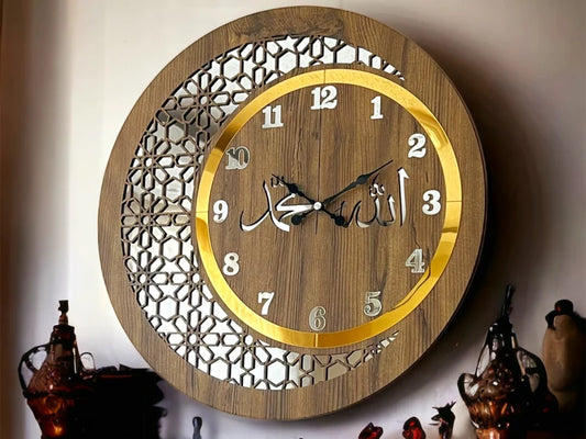 AM NEW 2C CLOCK BROWN & SILVER