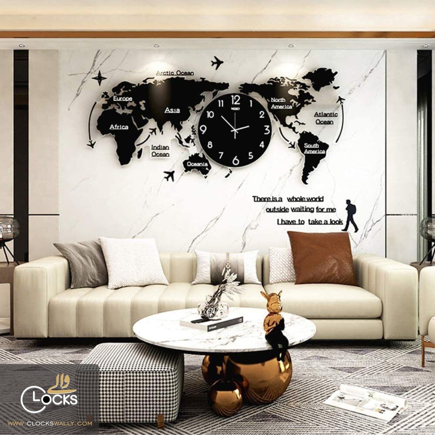 World Map Wall Clock